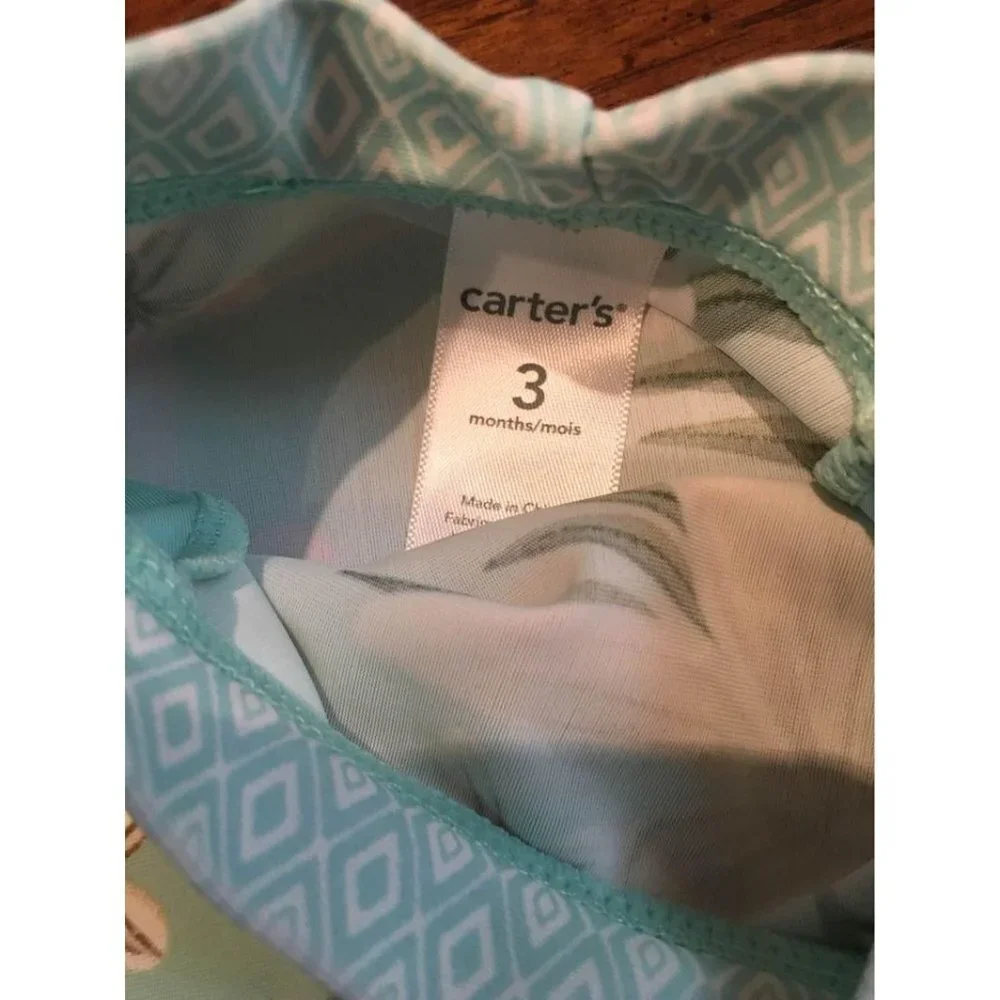 Carter’s Tropical Print Rash Guard/Swim Top Floral Beach Sz 3 Months Baby Girls